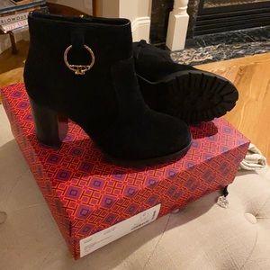 Black suede Tory Burch Sofia bootie